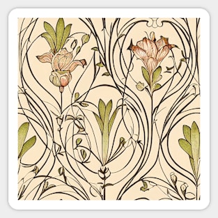 Brown and Cream Ivory Floral Classic Vintage Design Sticker